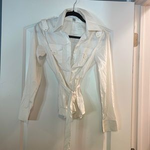 Laundry by Shelli Segal small white button down tie  blouse